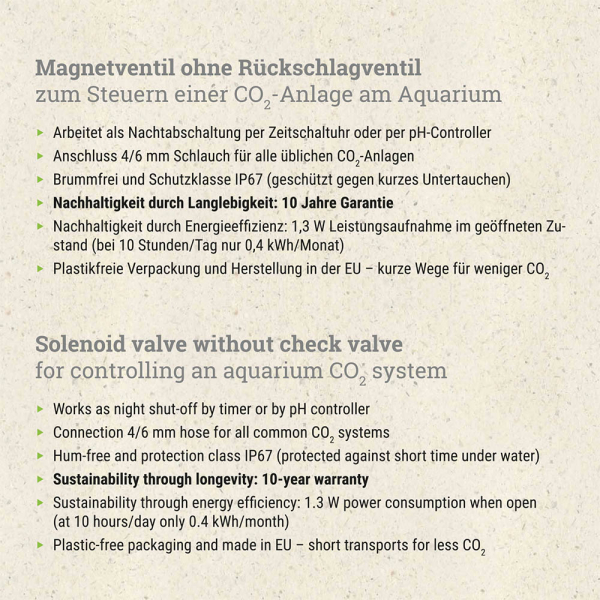 Biconeo CO2 Magnetventil, 10 Jahre Garantie