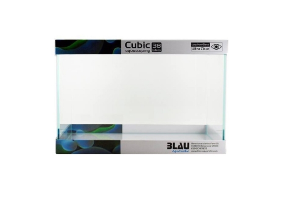 BLAU Cubic Aquascaping Rechteck 38 Liter Wei&szlig;glas 45x28x30 cm
