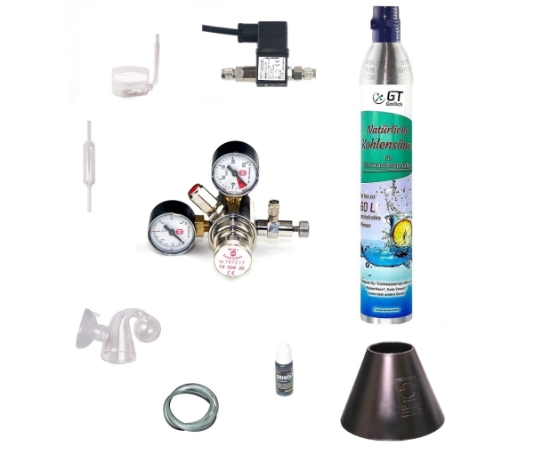 CO2 Anlage Hiwi 425 Profi mit 1 Wassersprudel-Flasche mit Magnetventil mit Arbeits,- und Flaschendruckmanometer