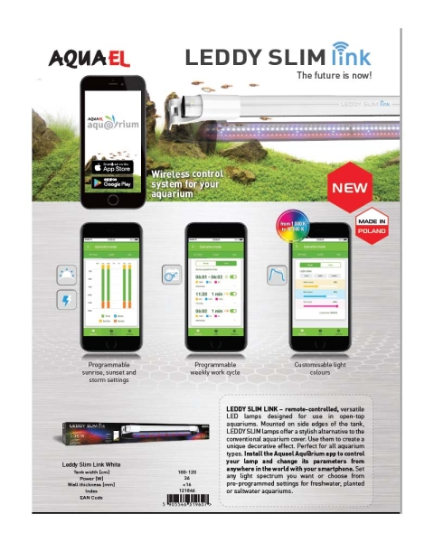AqualEl Leddy Slim LINK f&uuml;r Aquarien von 100-120 cm 1-36 Watt