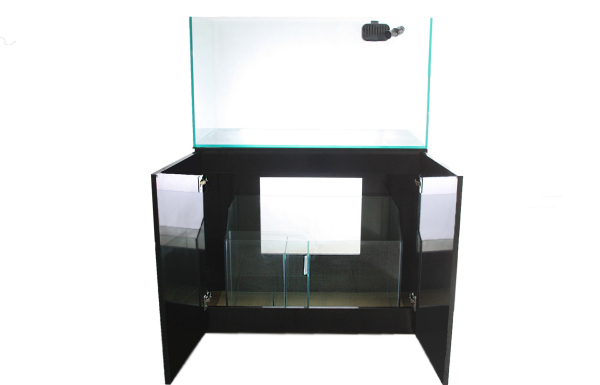 Meerwasser Komplettset Gran Cubic Wei&szlig;glas 92x50 cm Schwarz